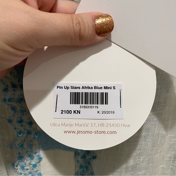 pin-up stars cruise afrika mini dress beach coverup blue and white size small - Picture 6 of 9